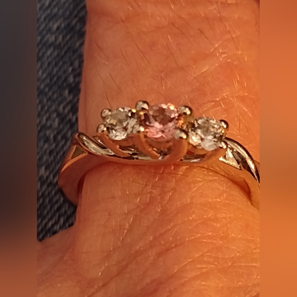 Breat Cancer White&Pink Topaz 925 Silver Joanna Ring Size 6 -Survivor Collection - Picture 10 of 15
